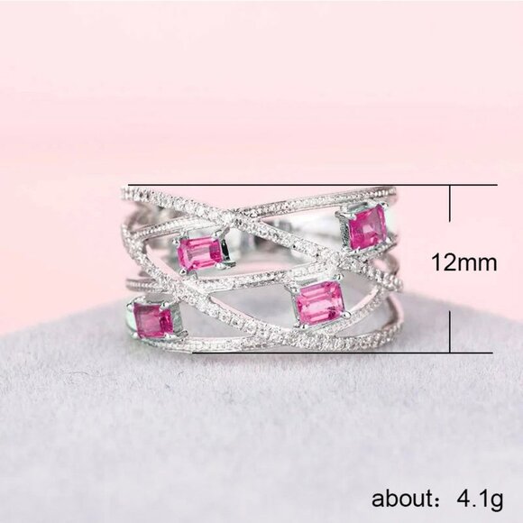 💍 Fashion Cross Multi Layer Romantic Gems Zircon Rings for Women EVGG1295 - Picture 3 of 3
